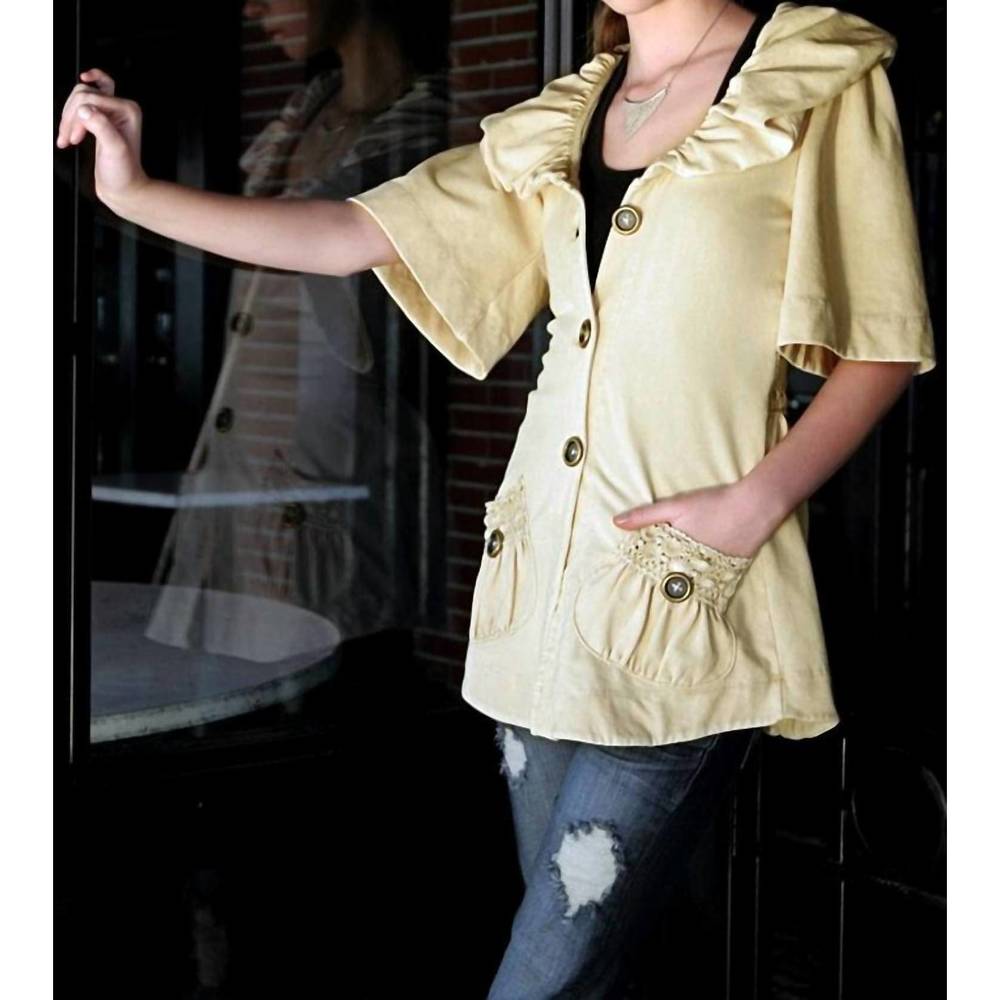 NEW TOUGH LUV afternoon tea jacket in light canary yellow